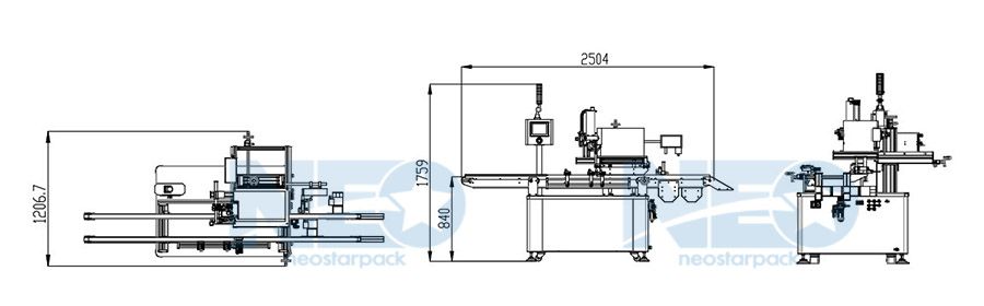 Макет автоматической машины по печати и нанесению этикеток Neostarpack