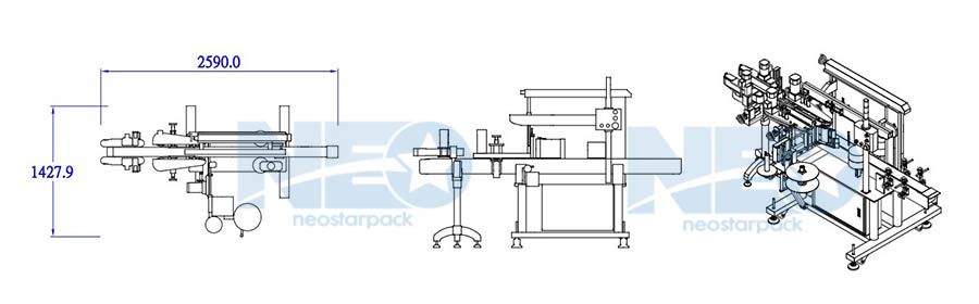 Neostarpackの自動フロント・バックラベラーの機械レイアウト