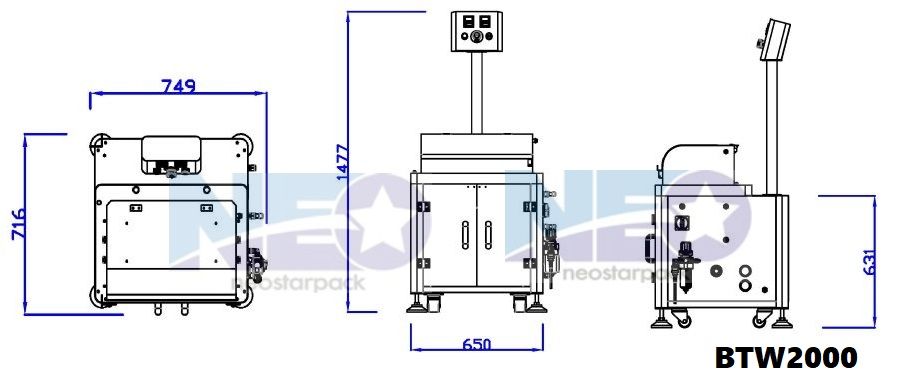 bố trí máy xả chai bwt2000